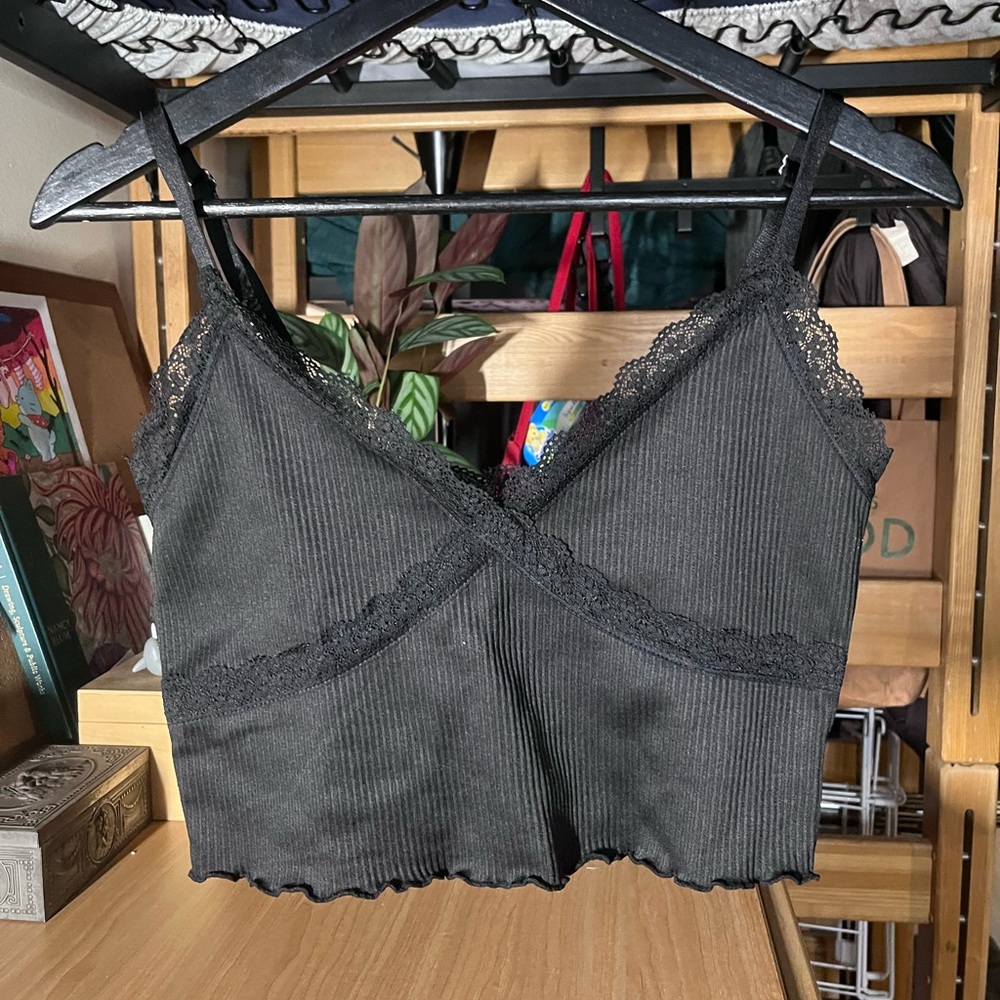 Black Lace Trim Camisole